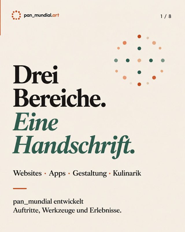 Markenauftritt pan_mundial: Farbpalette, Typografie und Punkte-Logo